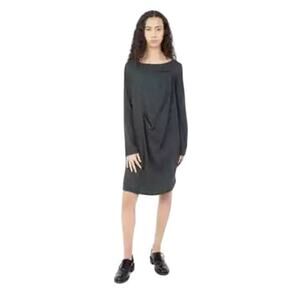 Prairie Underground Ideal Ease Organic Cotton Draped Black Dress Size Small NEW